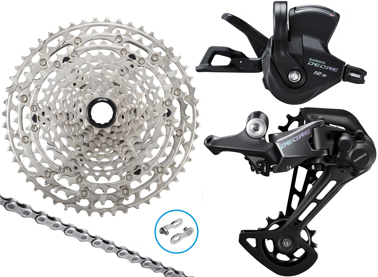 Shimano DEORE M6100 Kit De Mise à Niveau 1x12 Vitesses 10-51 Collier De Serrage 1 Shimano DEORE M6100 Kit De Mise à Niveau 1x12 Vitesses 10-51 Collier De Serrage