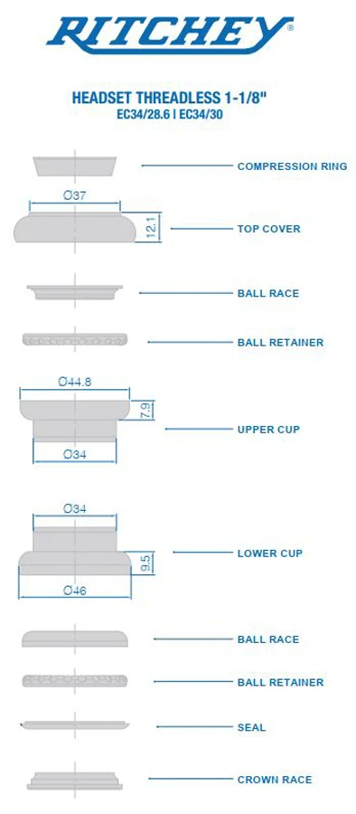 RITCHEY Jeu De Direction Comp 1 1/8" EC34 2 RITCHEY Jeu De Direction Comp 1 1/8" EC34 – Image 2